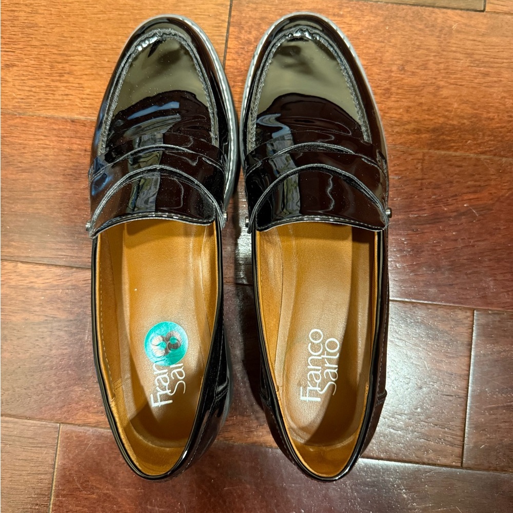 Franco Sarto Black Patent Loafers